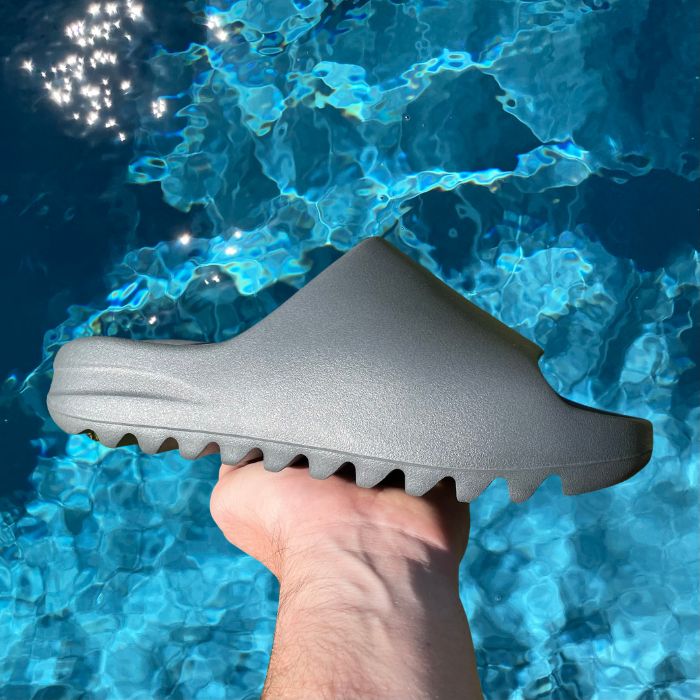 grey yeezy slide